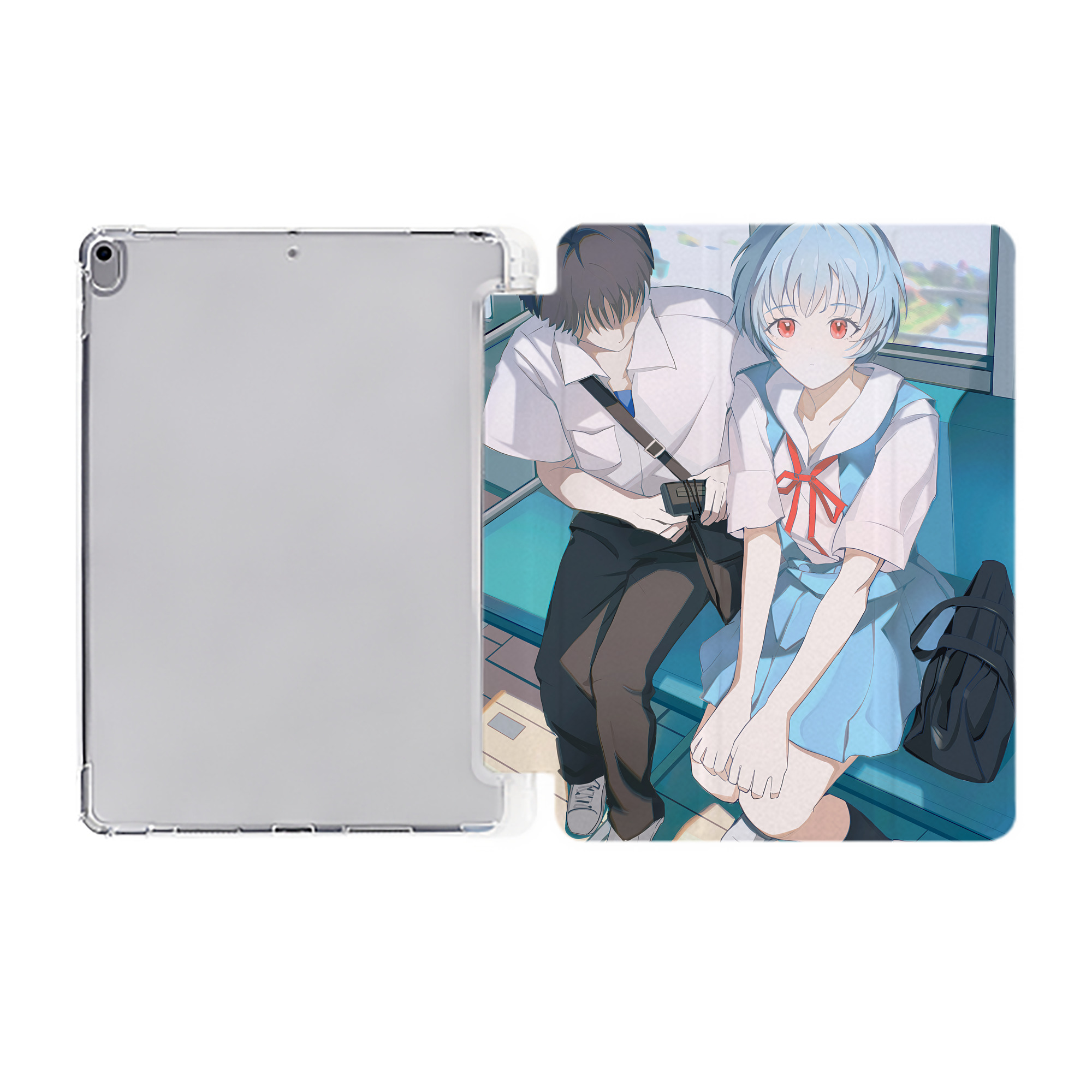 （画像用） EVA 新世紀エヴァンゲリオン IPad ケース ペン収納付き 三つ折りスタンド PUレザー×シリコン 対応機種9.5/10.5/10.9インチ